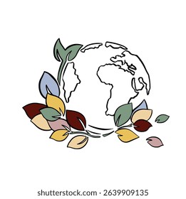 Logo blooming planet illustration hand made vector