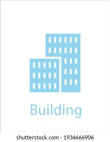 un logotipo de edificio azul