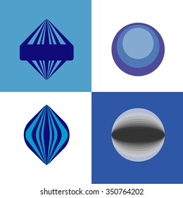 Logo. Blue color. Circles and lines, transparency