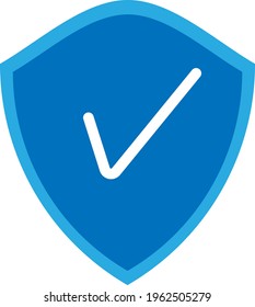 Logo is a blue geometric shape with a checkmark