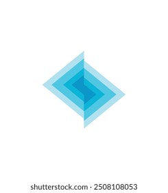 Diseño único de la fusión del gradiente azul del logotipo con el fondo en blanco
