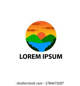 logo blue and green sea mountain scenery.
mountain icon for the template.