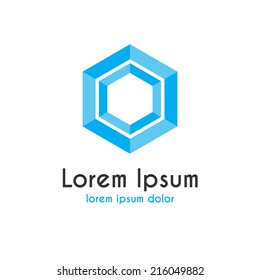 Logo with blue hexagon