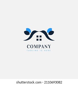 logo blue Hotel and Tourism, concept two bird and home icon. simple and modern hotel logo.
