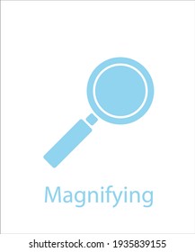 a logo of blue magnifying