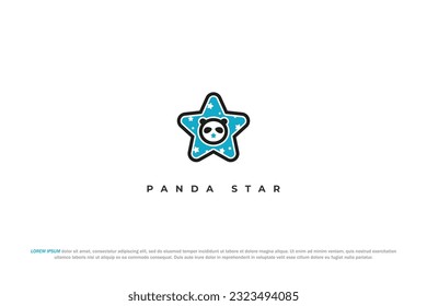 logo blue star panda design