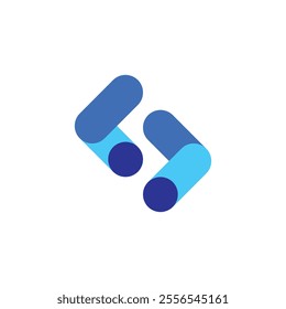 Logo blue tech coding unique design with blank background