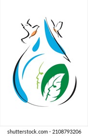 Logo. Blauer Wassertropfen auf weißem Hintergrund. Kann für Gesundheitsversorgung, Medizin und Naturlogos verwendet werden. Flaches Vektorlogo-Template-Element.