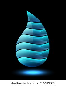logo blue water drop. vector template on background