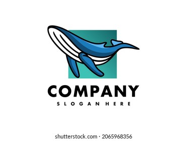 Logo Blue Whale With Rectangle For Entertainment And Media