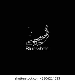 A logo for blue whale that is on a black background