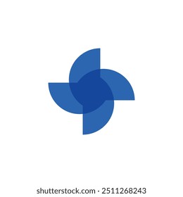 Logotipo moinho de vento azul legal design único com fundo em branco