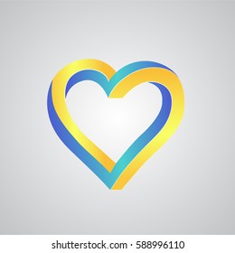 Logo  blue and yellow heart icon. Vector illustration.