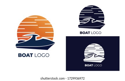 Logo boat with modern style can be used Yacht logo, sailboat logo, fishing boat, surfing, eps 10 Vector format 