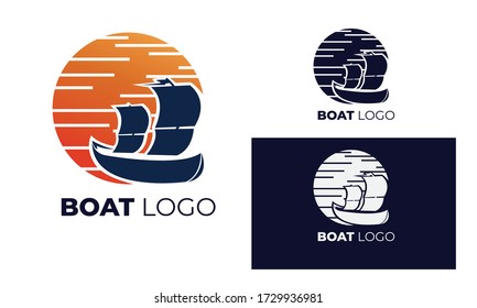 Logo boat with modern style can be used Yacht logo, sailboat logo, fishing boat, surfing, eps 10 Vector format 