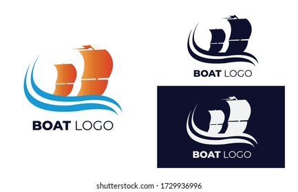 Logo boat with modern style can be used Yacht logo, sailboat logo, fishing boat, surfing, eps 10 Vector format 