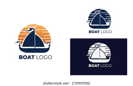 Logo boat with modern style can be used Yacht logo, sailboat logo, fishing boat, surfing, eps 10 Vector format 