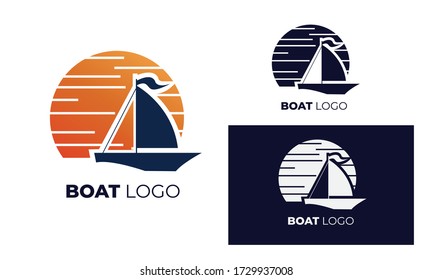 Logo boat with modern style can be used Yacht logo, sailboat logo, fishing boat, surfing, eps 10 Vector format 