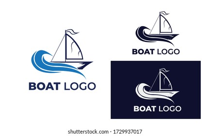 Logo boat with modern style can be used Yacht logo, sailboat logo, fishing boat, surfing, eps 10 Vector format 