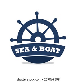 Logo - Boat Steering Blue Illustration