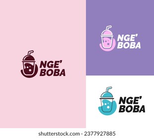 logotipo para un negocio de bebidas de boba u otras bebidas con un estilo de línea