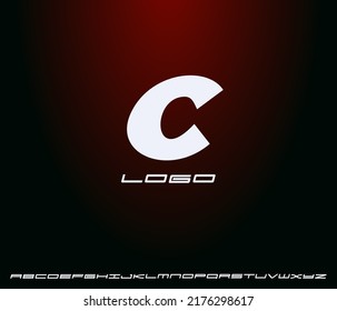 Logo de la letra cursiva en negrita C, monograma pesado, primera letra de nombre. Concepto futurista, tecnológico, minimalista de estilo moderno de logotipo para negocios y emprendimientos. Ilustración vectorial.