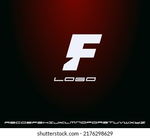 Logo of bold italic letter F, heavy monogram, first letter of name. Futuristic, technological, minimalistic style modern logotype concept for business and startup. Vector illustration.