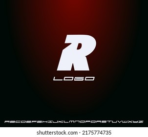Logo of bold italic letter R, heavy monogram, first letter of name. Futuristic, technological, minimalistic style modern logotype concept for business and startup. Vector illustration
