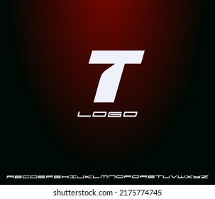 Logo of bold italic letter T, heavy monogram, first letter of name. Futuristic, technological, minimalistic style modern logotype concept for business and startup. Vector illustration