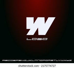 Logo of bold italic letter W, heavy monogram, first letter of name. Futuristic, technological, minimalistic style modern logotype concept for business and startup. Vector illustration