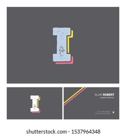 I logo bold letter design with business card template