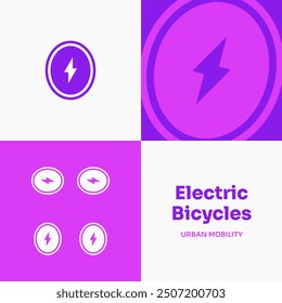 Logo Bolt Energy Wheel Circle Sustainable Mobility Electric Bicycles Bikes