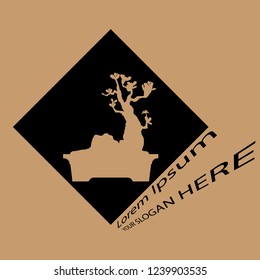 Logo of Bonsai tree, silhouette of bonsai. Detailed image, Vector illustration. Dwarf trees for design and website. Mini tree in pot.
