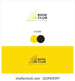 Club del libro de logotipos, lectura y aprendizaje del logotipo, identidad de la biblioteca