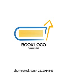 Logo book design template with arrow vector illustration