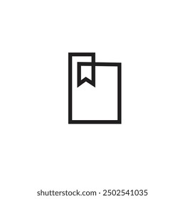 Diseño minimalista del trazo de línea de la etiqueta del libro del logotipo con el fondo en blanco