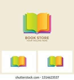 Plantilla de la tienda de libros del logotipo. tienda de libros de educación del aprendizaje