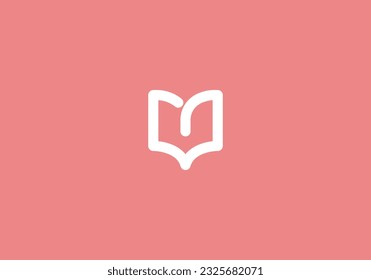 Logo Book, Simple bold line. minimalist modern and fun. editable color
