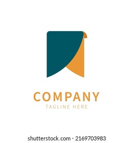 logo bookmarks. flat bookmark illustration in yellow and dark green color