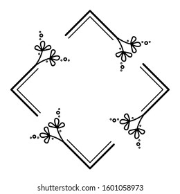 Logo : botanical frame with flourish on line vector.