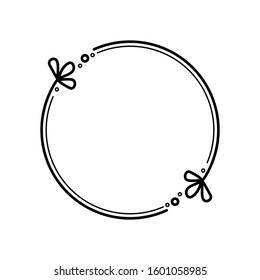 Logo : botanical frame with flourish on line vector.