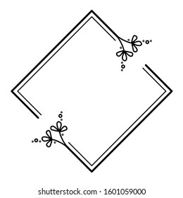 Logo : botanical frame with flourish on line vector.