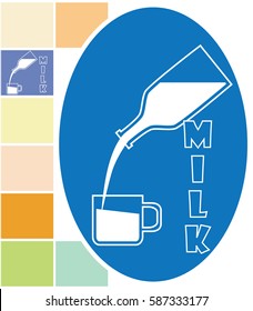 Logo with a bottle of milk and a cup 
