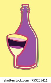 Logo. A bottle of wine and a glass. Concise image