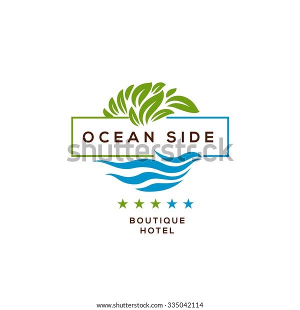 ブティックホテルのロゴ オーシャンビューリゾート ロゴデザイン ベクターイラスト のベクター画像素材 ロイヤリティフリー