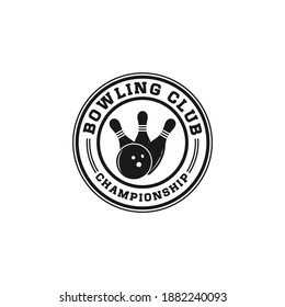 logo for bowling with illustration of bowling equipment
