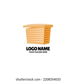 Diseño de caja de logotipos con estilo de dibujos animados planos
