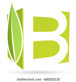 Logo box font B with leaf color green.