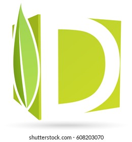 Logo box font D with leaf color green.