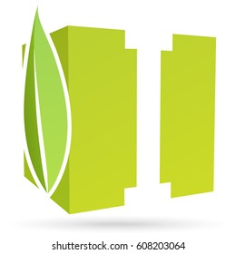 Logo box font I with leaf color green.
